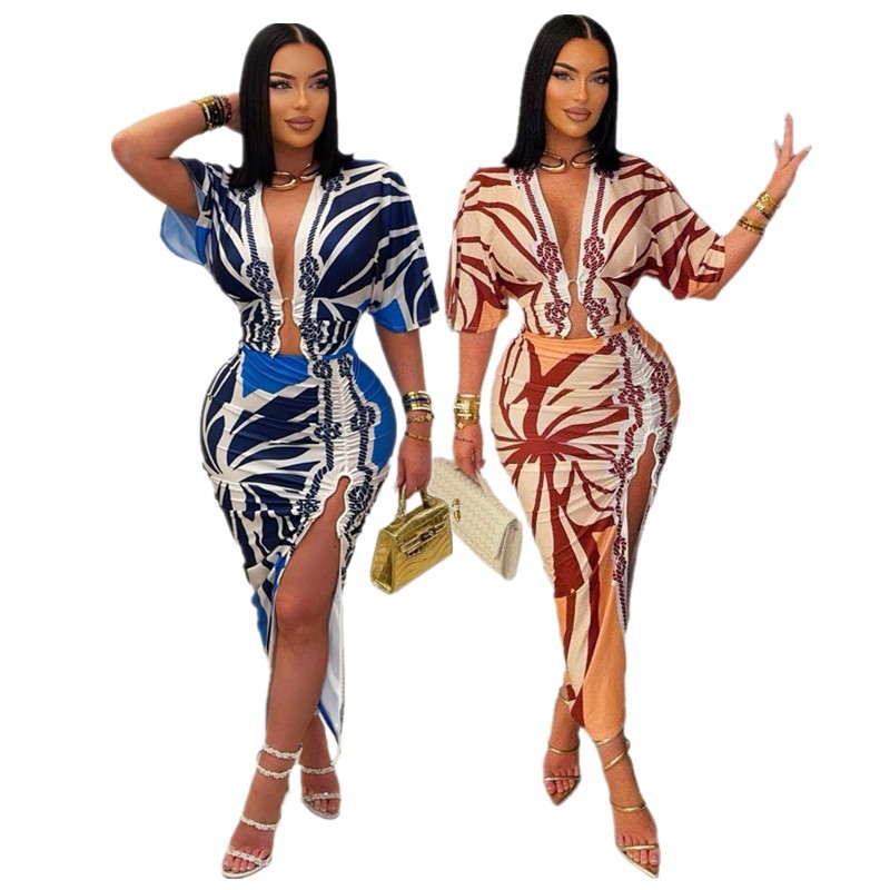 Bodycon Printed Split Dress For Women