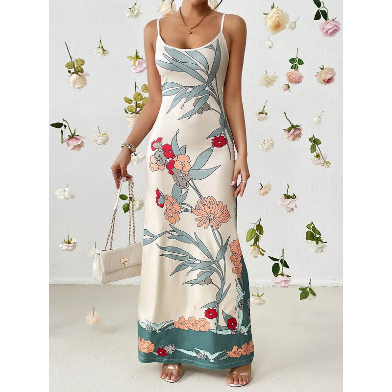 Printed Bodycon Long Slip Dress