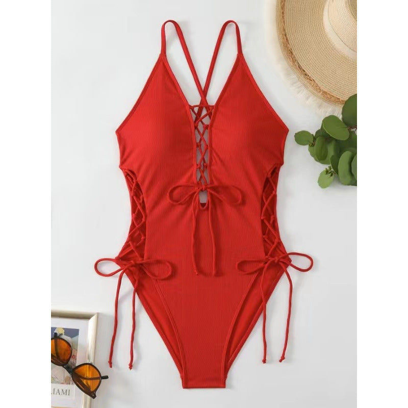 Azzure Sexy Backless Siamese Bikini Swimsuit
