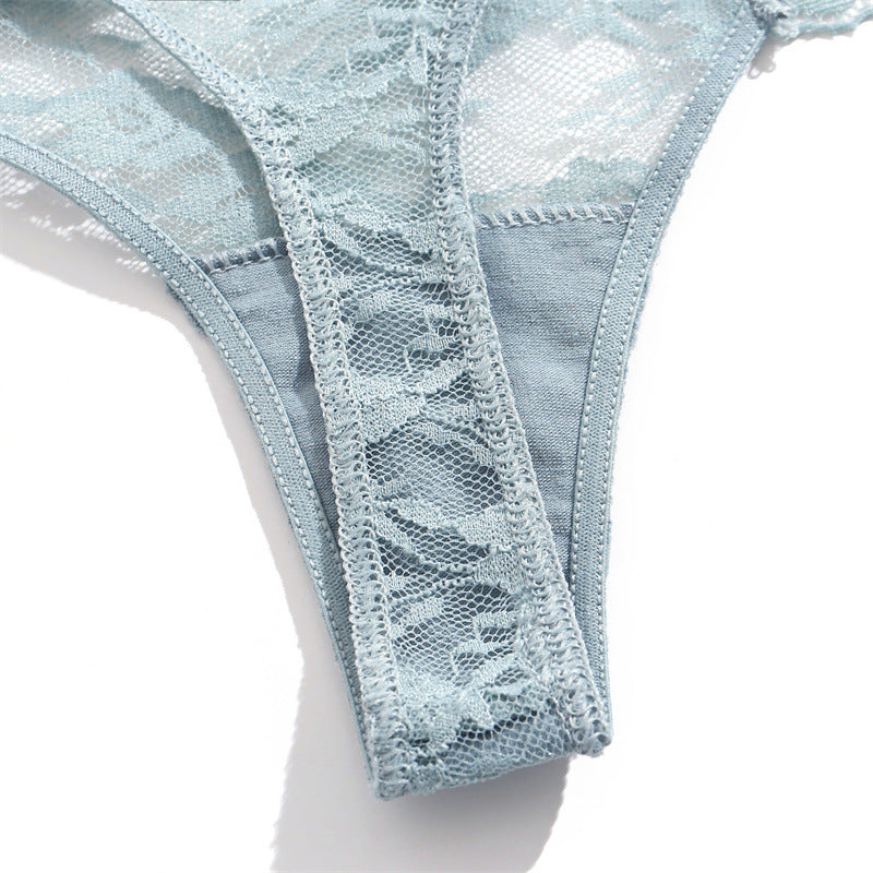 Patterned Semi-transparent Mid-rise Womens Briefs Sexy Womens Lace Thong