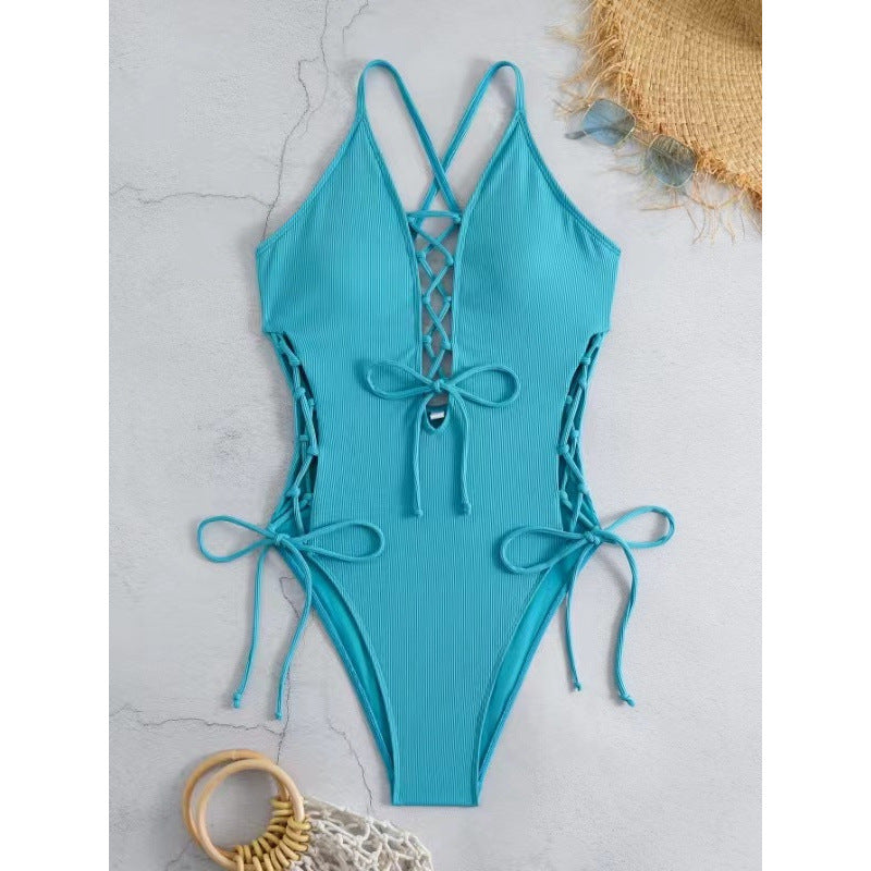 Azzure Sexy Backless Siamese Bikini Swimsuit