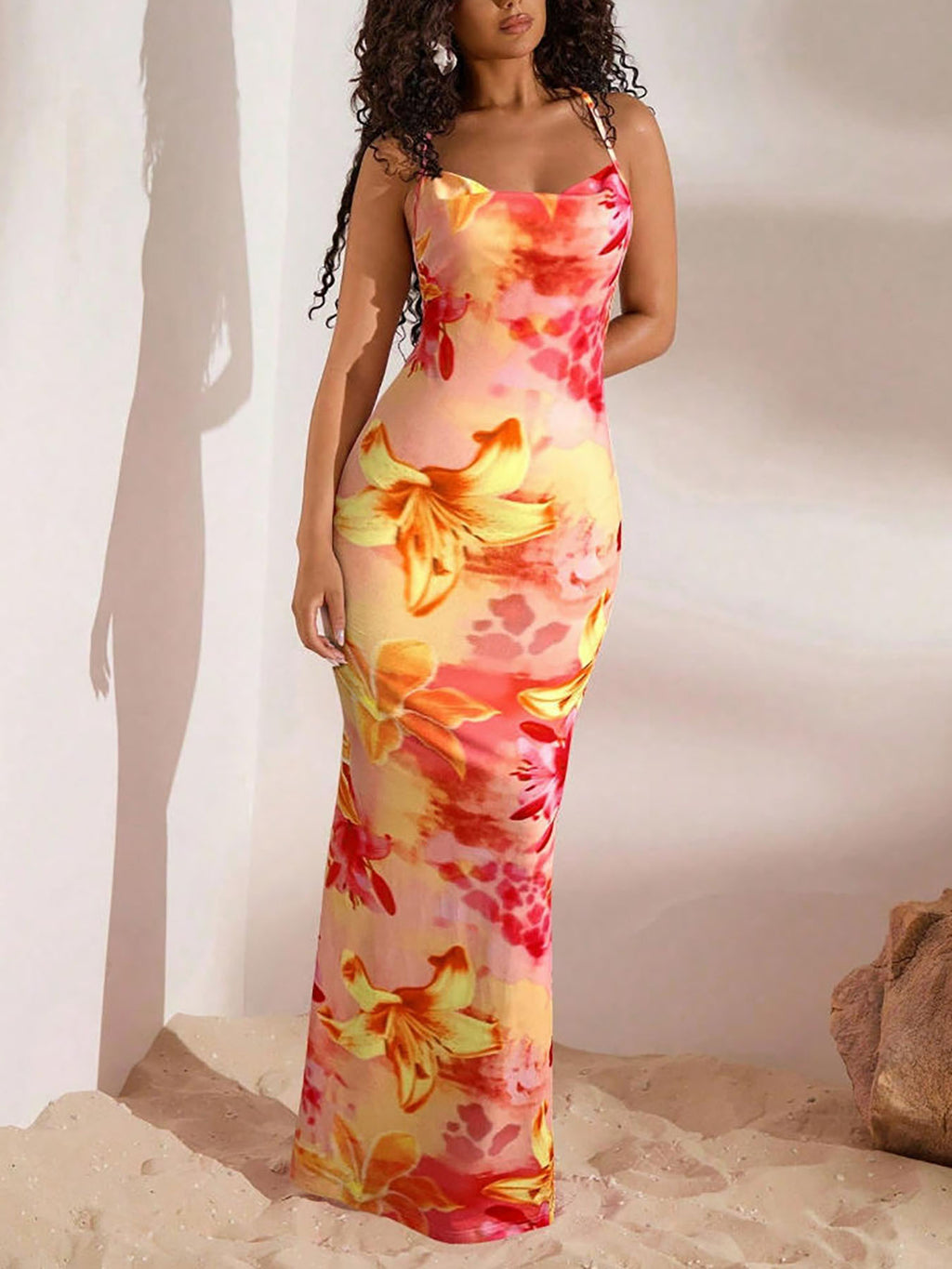Printed Womens Backless Bodycon Dress
