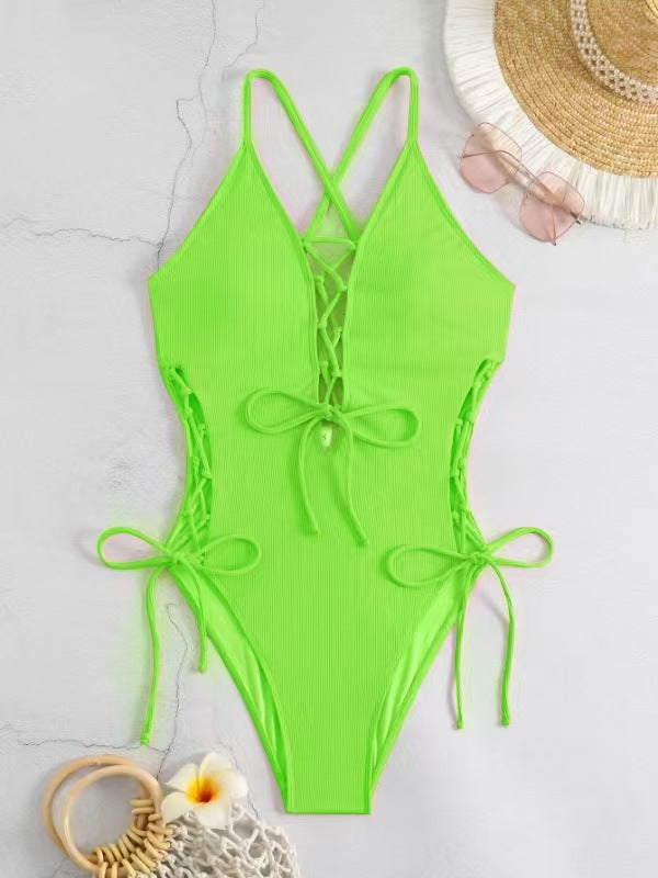 Azzure Sexy Backless Siamese Bikini Swimsuit