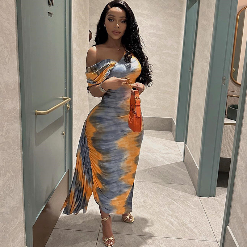 European And American-style Off-shoulder Bodycon Dress