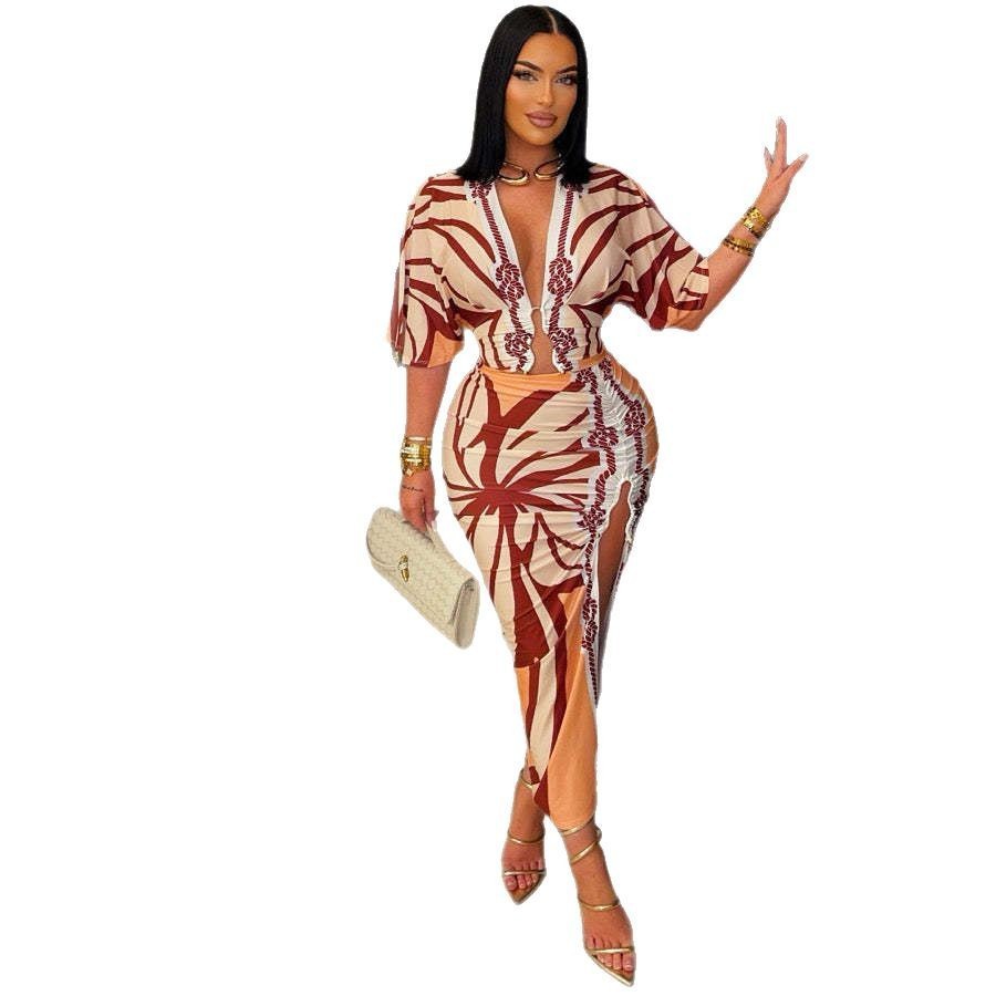 Bodycon Printed Split Dress For Women