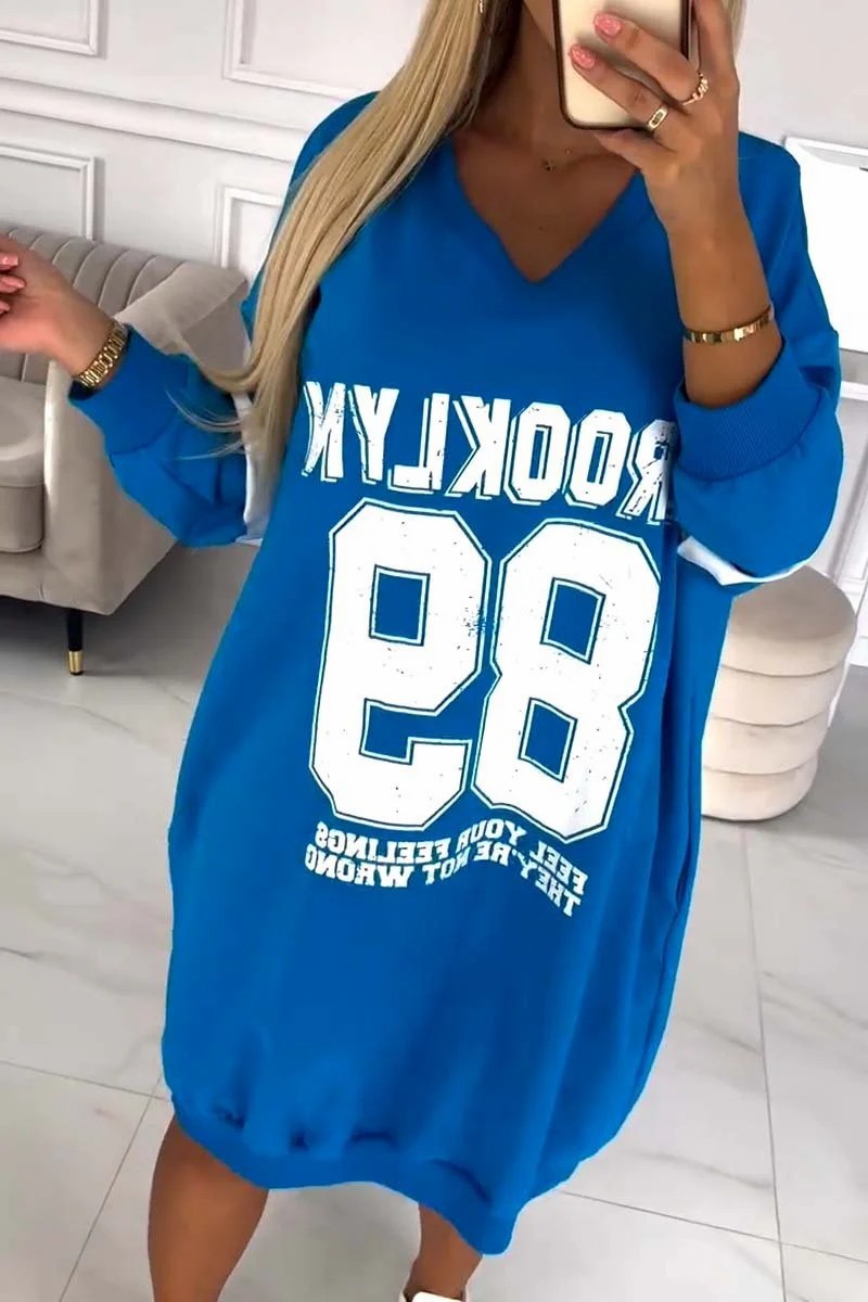 Women's Casual Sport Letters Printed Sweatshirt Dress