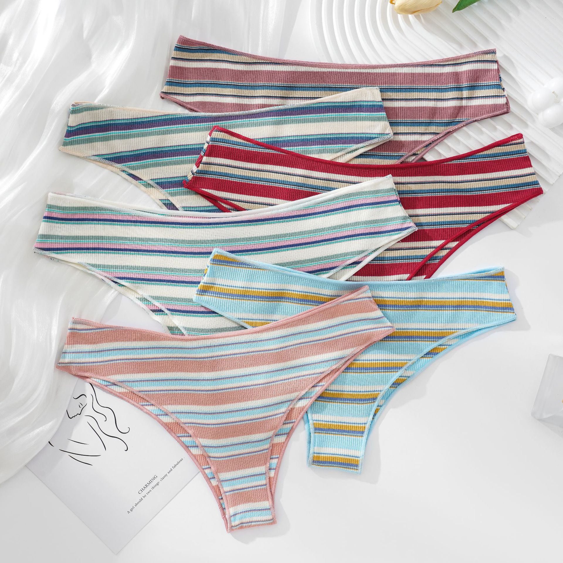 Women's Cotton Contrast Color Low Waist Panties