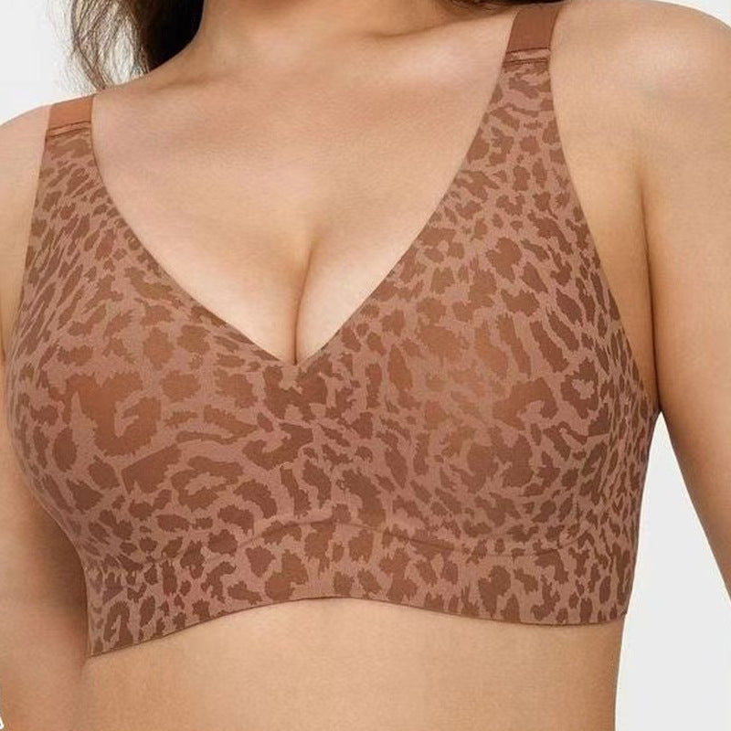 Women's Seamless Wireless Comfortable Fixed Double-shoulder Strap Full Cup Bra