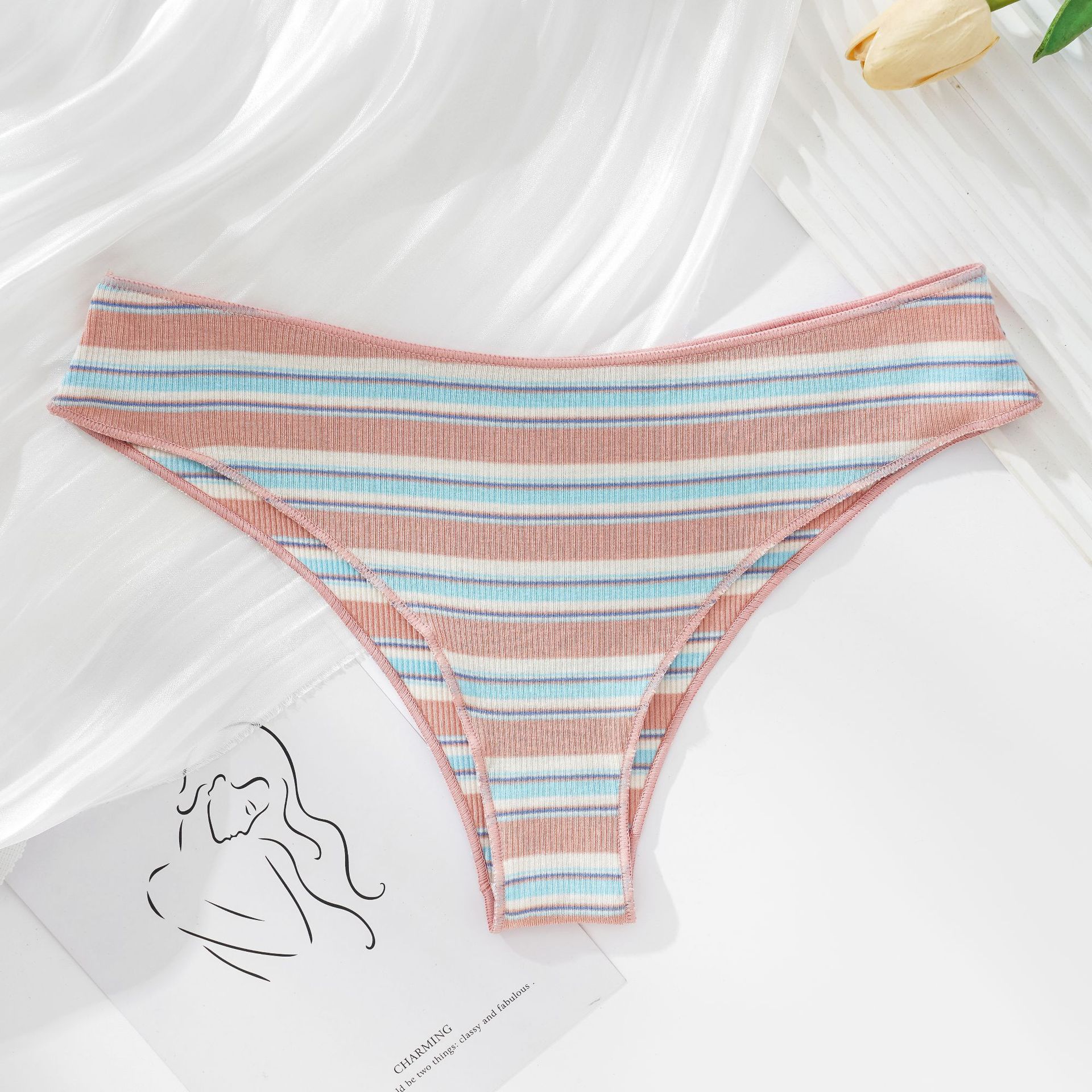 Women's Cotton Contrast Color Low Waist Panties