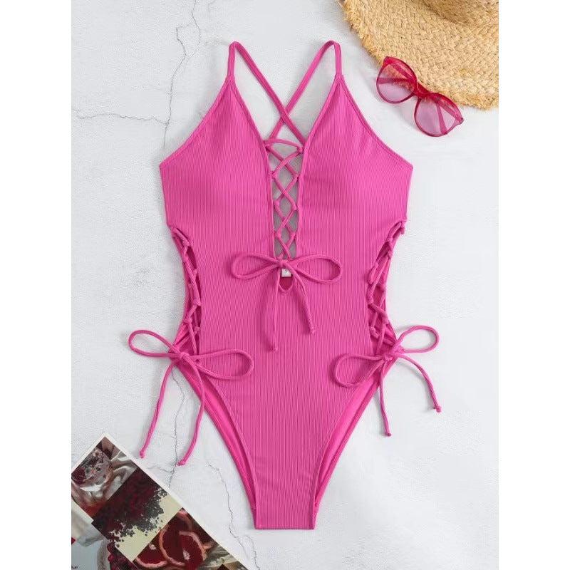 Azzure Sexy Backless Siamese Bikini Swimsuit
