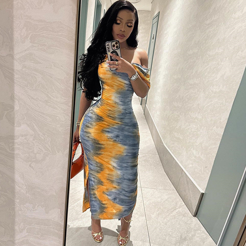 European And American-style Off-shoulder Bodycon Dress