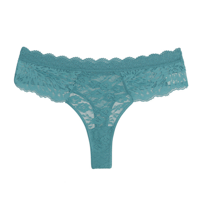 Patterned Semi-transparent Mid-rise Womens Briefs Sexy Womens Lace Thong