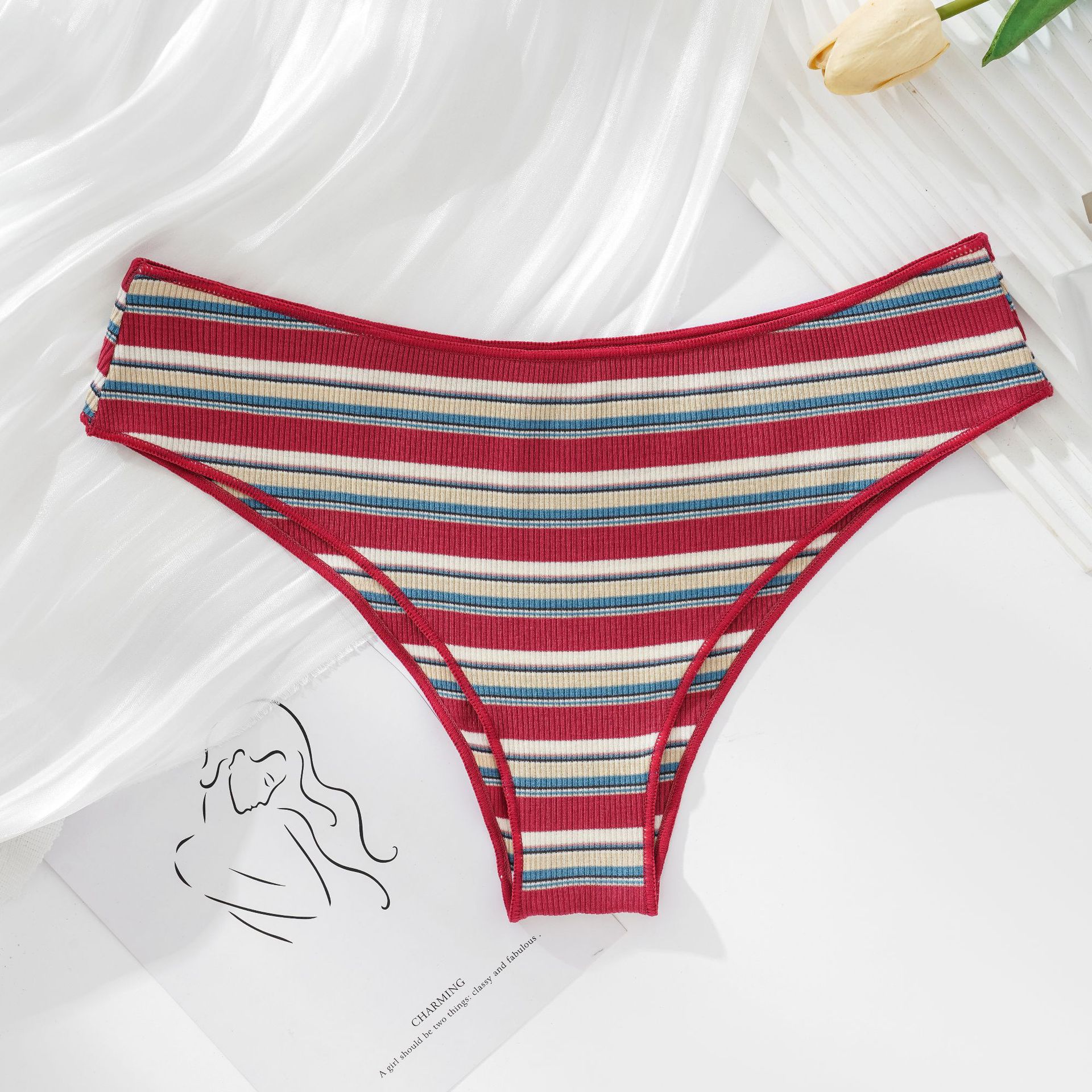 Women's Cotton Contrast Color Low Waist Panties
