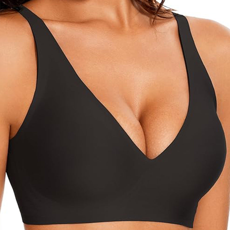 Women's Seamless Wireless Comfortable Fixed Double-shoulder Strap Full Cup Bra