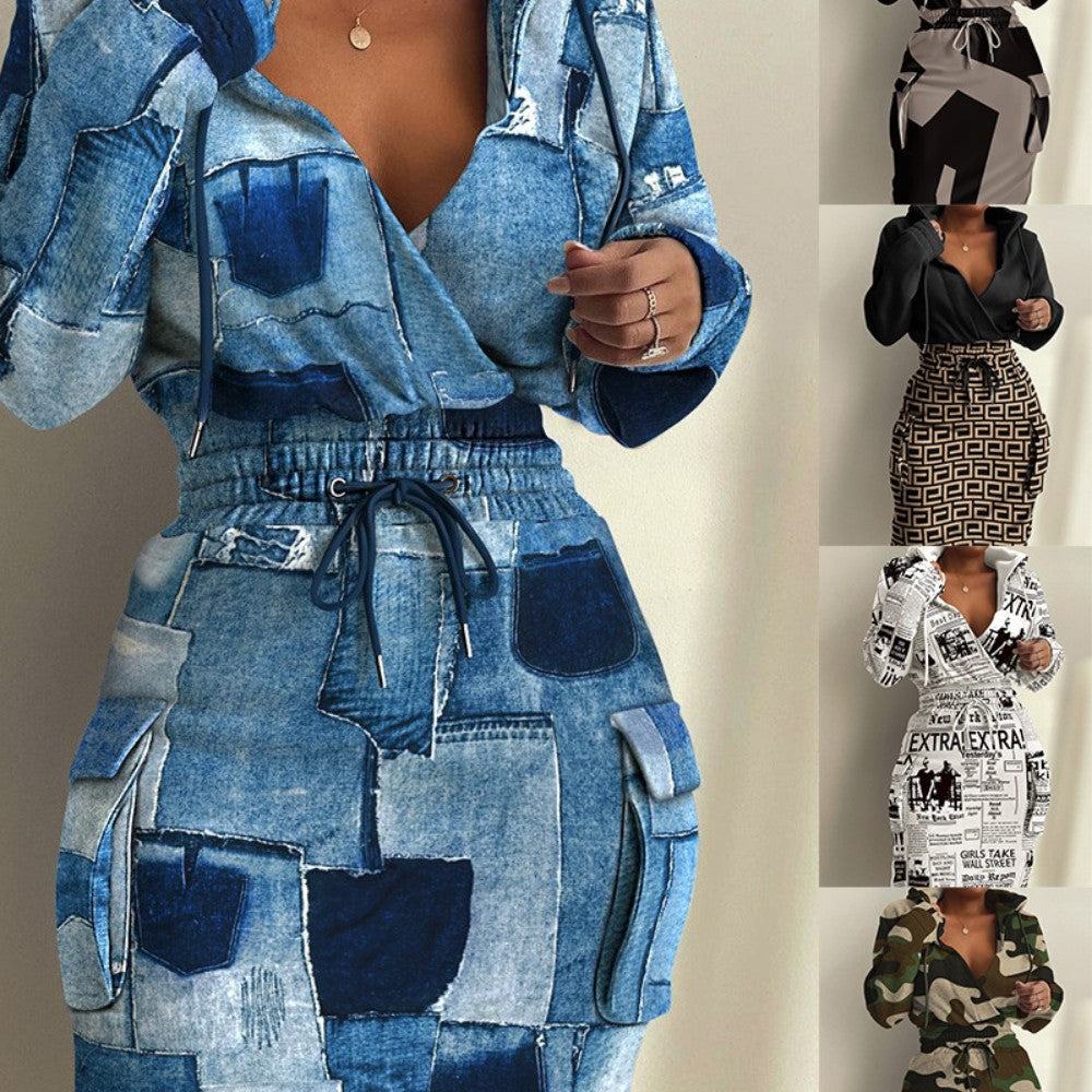 Azzure Fashion Printed Waist Pocket Dress