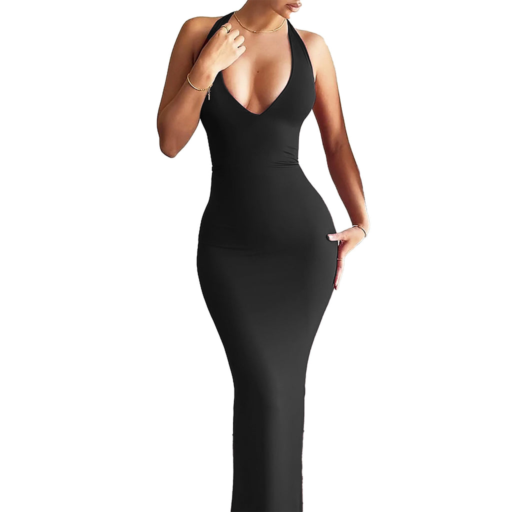 SpringSummer Halter Bodycon Dress One-Piece