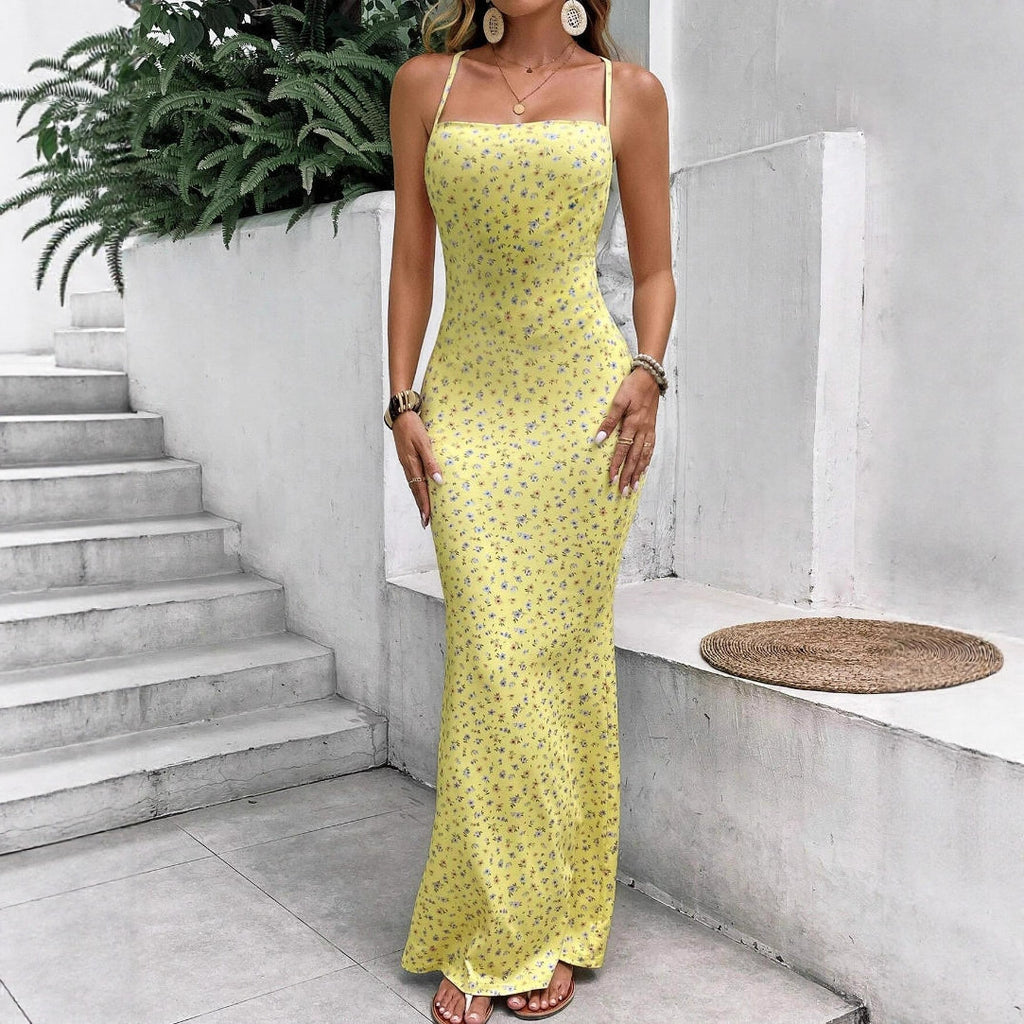 Printed Womens Backless Bodycon Dress