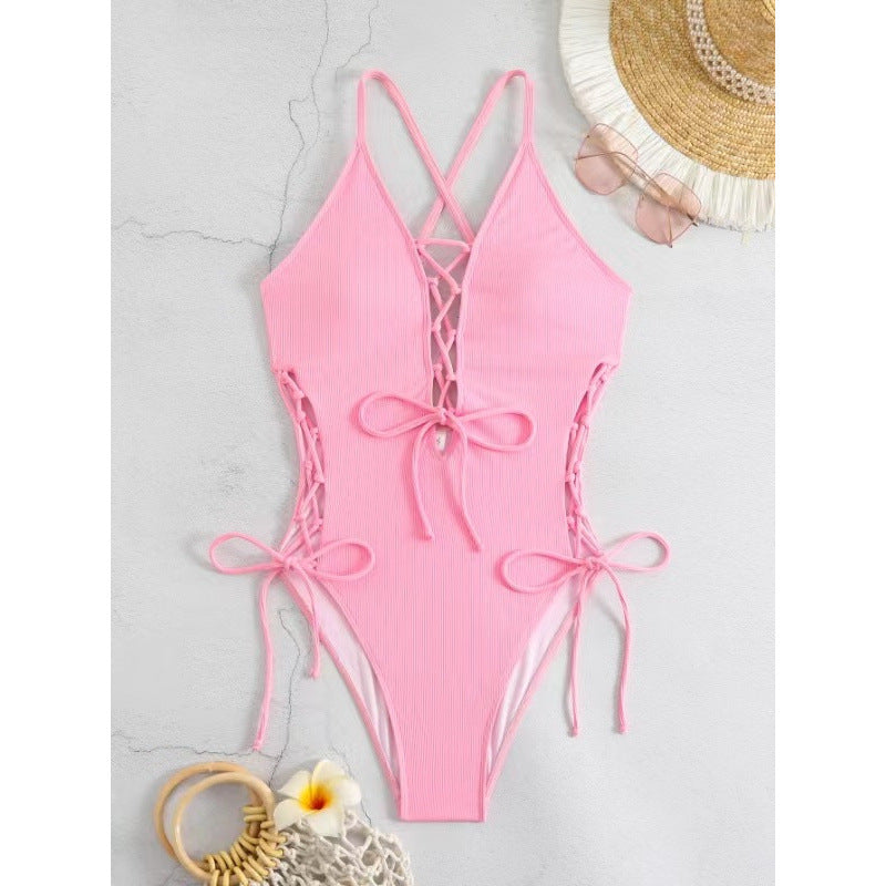 Azzure Sexy Backless Siamese Bikini Swimsuit
