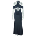 Women's Halter Neck Bodycon Fishtail Solid Color Hollow-out Long Dress