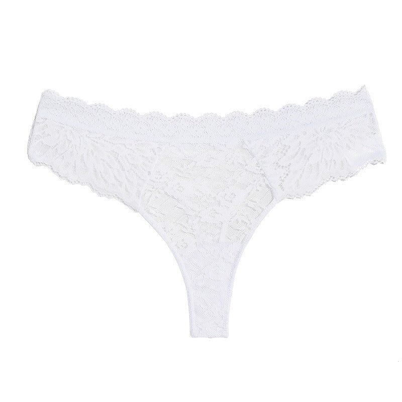 Patterned Semi-transparent Mid-rise Womens Briefs Sexy Womens Lace Thong