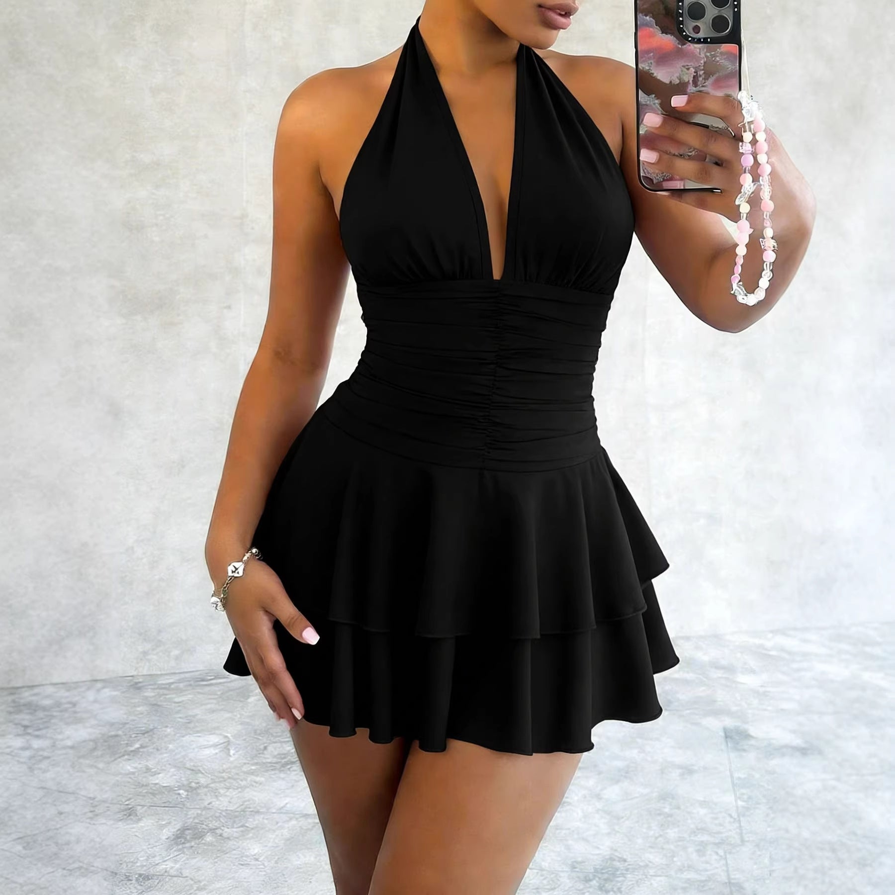 Womens Sexy Pleated Slip Dress