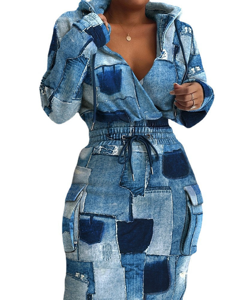 Azzure Fashion Printed Waist Pocket Dress