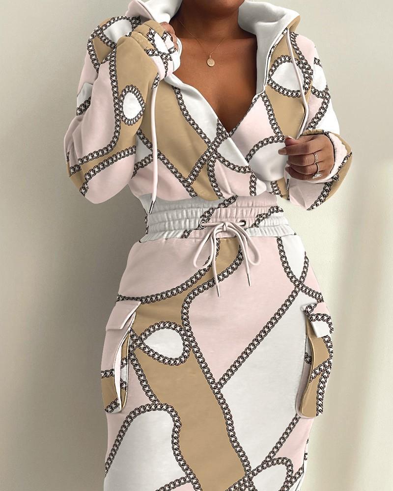 Azzure Fashion Printed Waist Pocket Dress