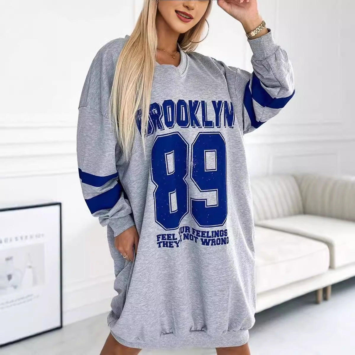 Women's Casual Sport Letters Printed Sweatshirt Dress