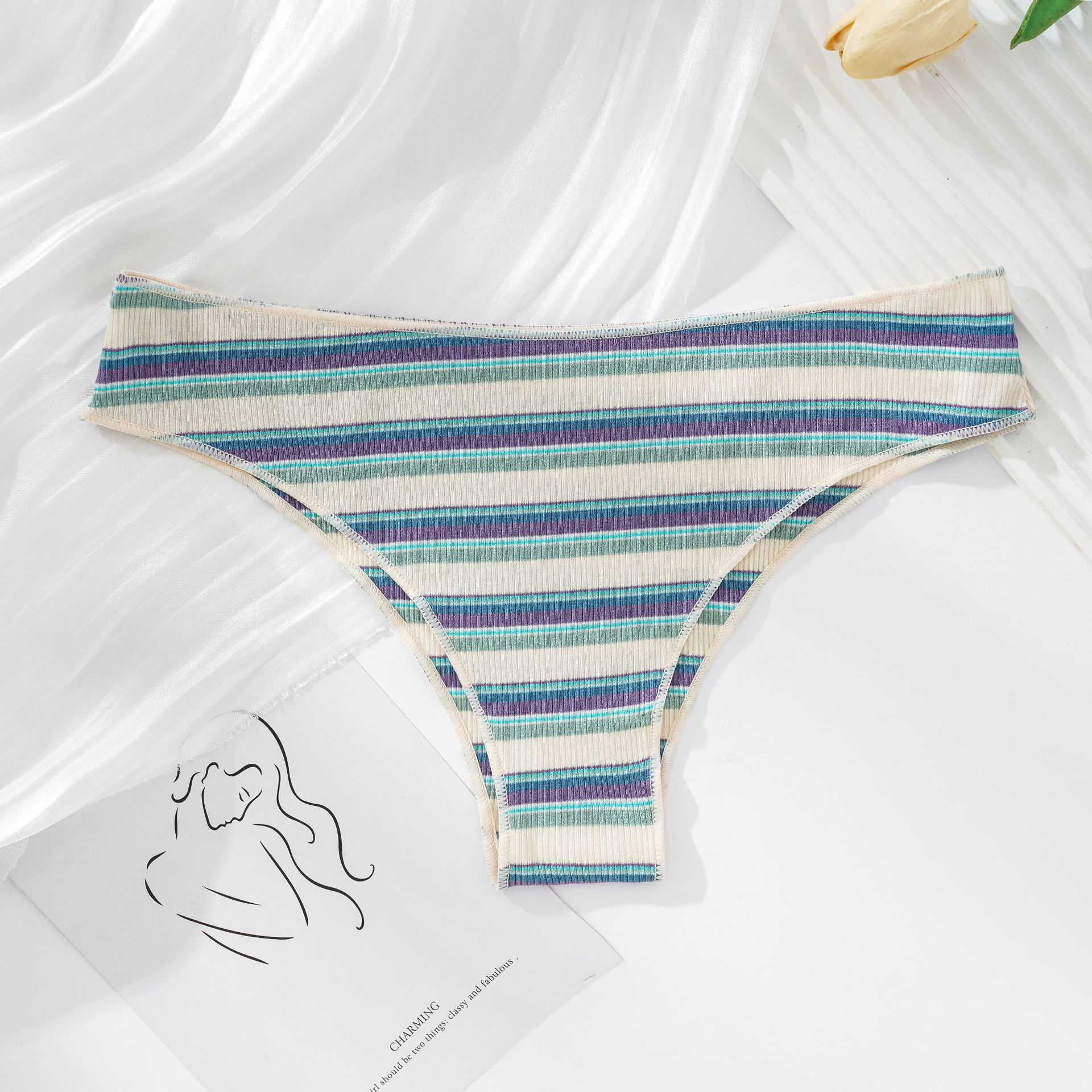 Women's Cotton Contrast Color Low Waist Panties
