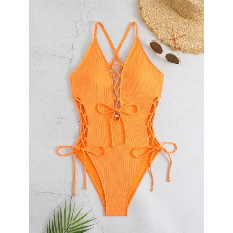 Azzure Sexy Backless Siamese Bikini Swimsuit