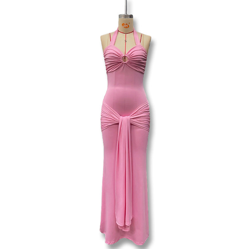 Womens Sleeveless Halterneck Sexy Backless Bodycon Sheath Dress