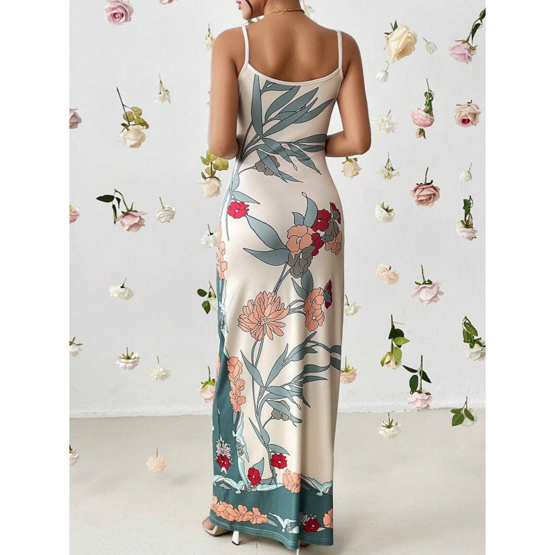 Printed Bodycon Long Slip Dress