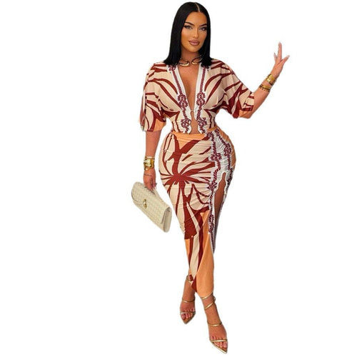 Bodycon Printed Split Dress For Women