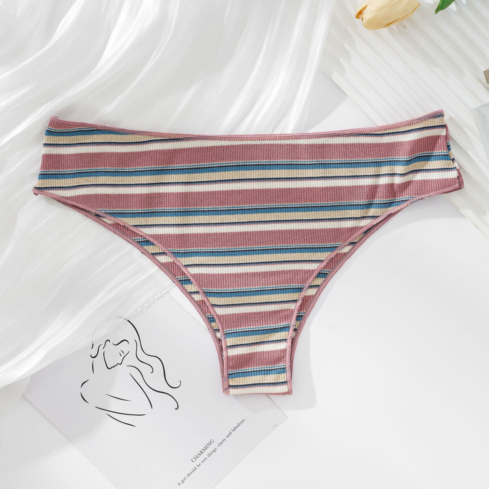 Women's Cotton Contrast Color Low Waist Panties