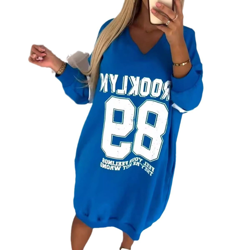 Women's Casual Sport Letters Printed Sweatshirt Dress