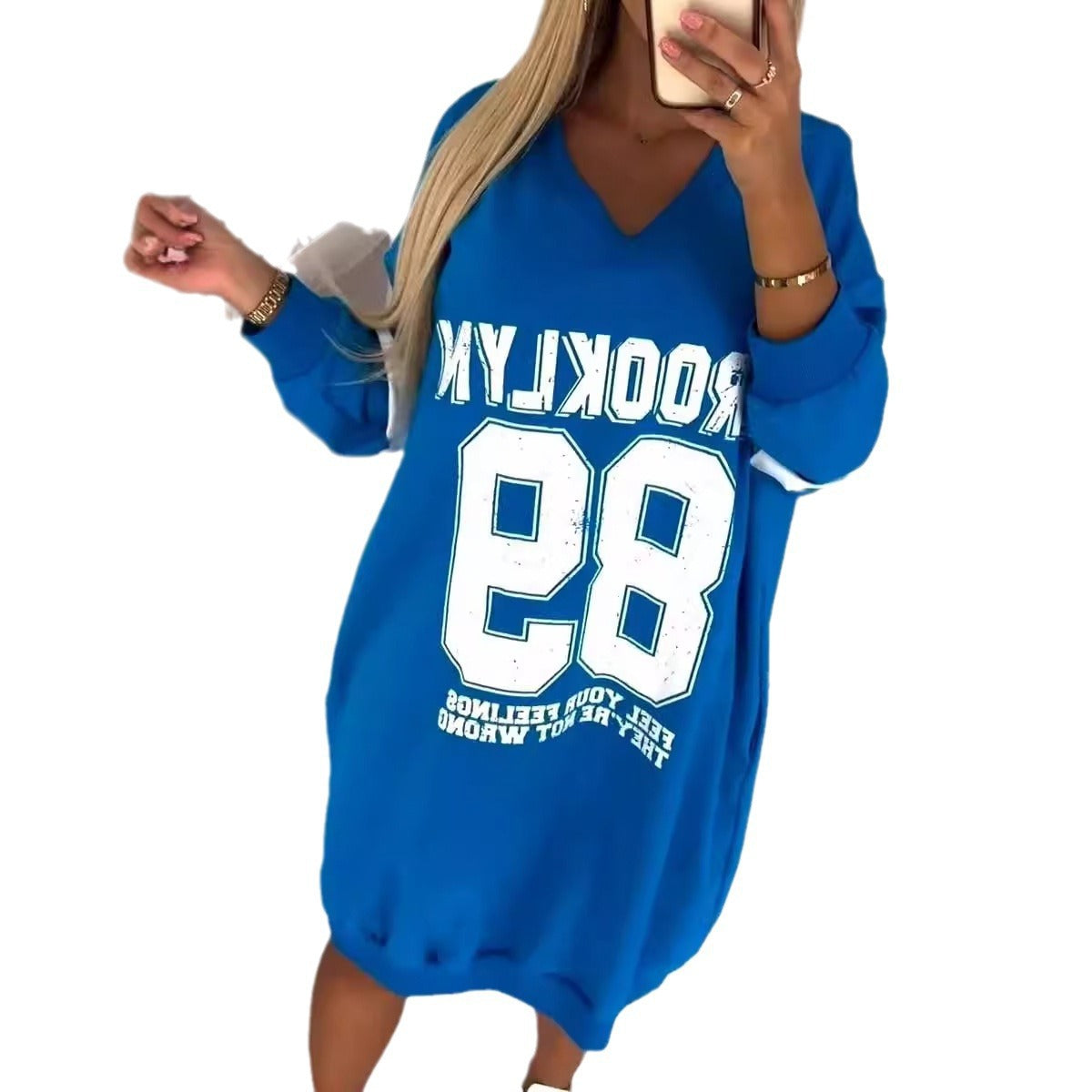 Women's Casual Sport Letters Printed Sweatshirt Dress