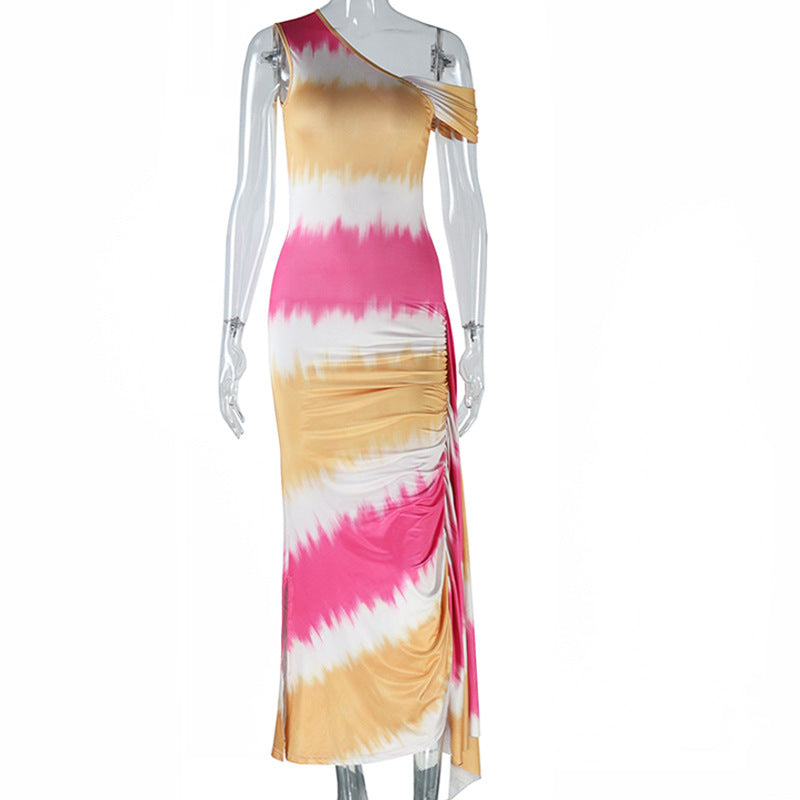 European And American-style Off-shoulder Bodycon Dress