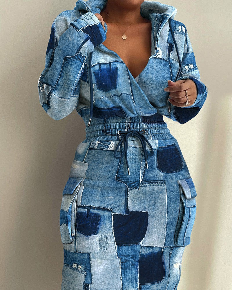 Azzure Fashion Printed Waist Pocket Dress