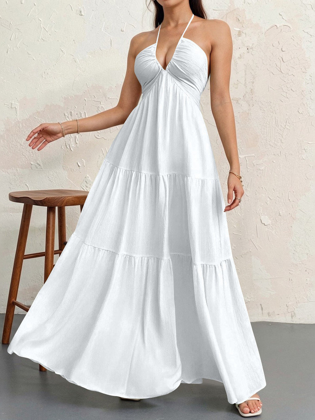 Womens Backless Halterneck Dress