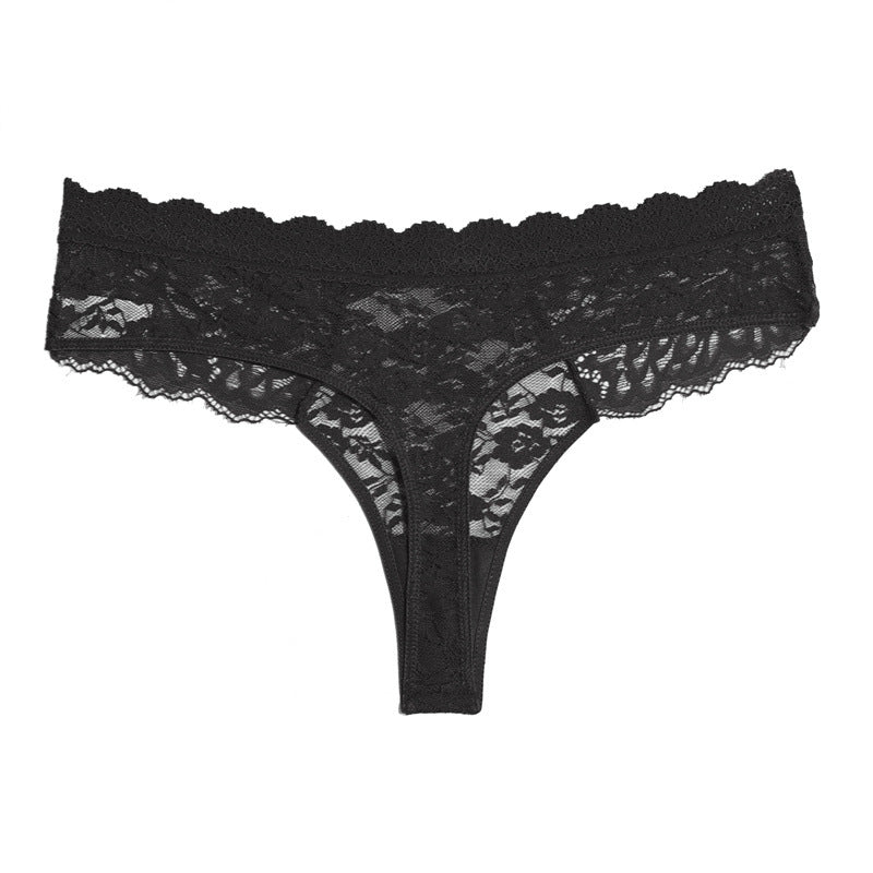 Patterned Semi-transparent Mid-rise Womens Briefs Sexy Womens Lace Thong