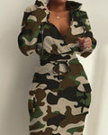Azzure Fashion Printed Waist Pocket Dress