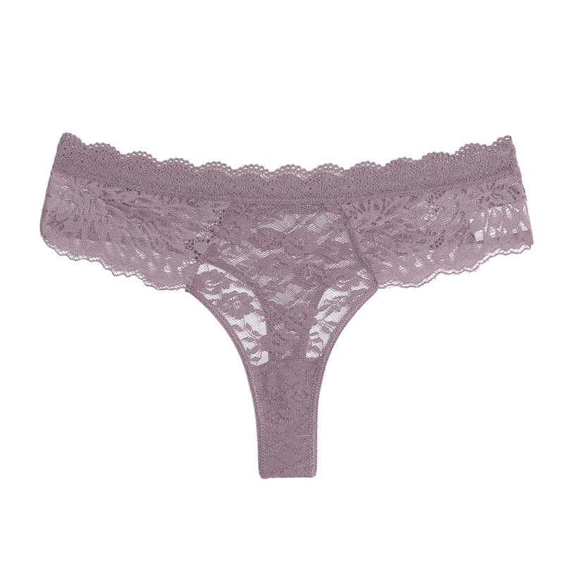 Patterned Semi-transparent Mid-rise Womens Briefs Sexy Womens Lace Thong