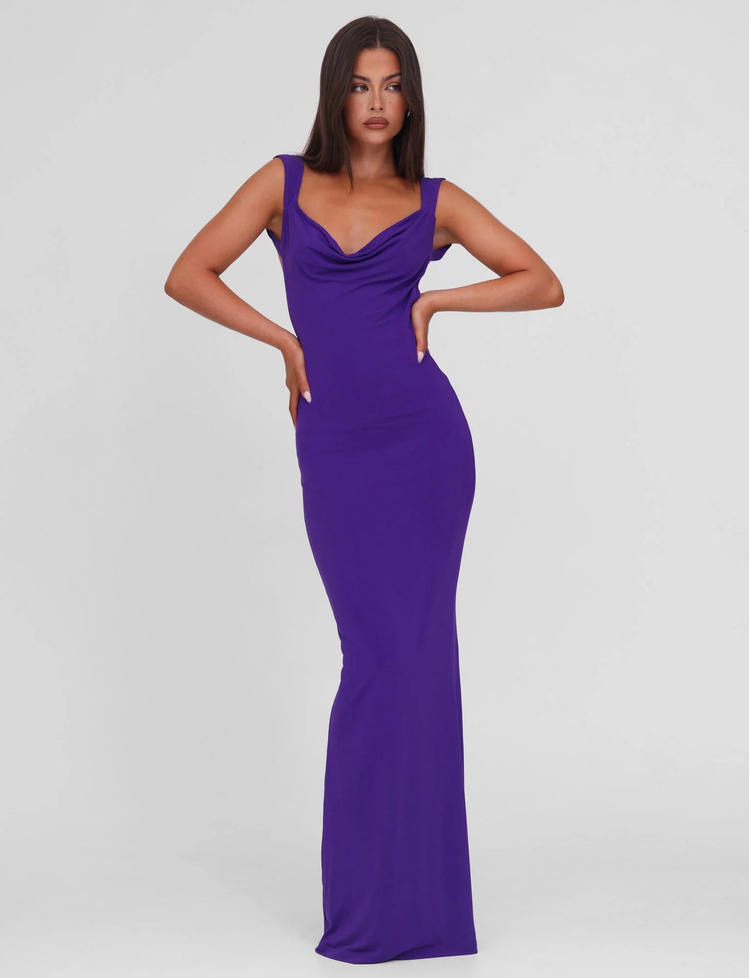 Womens Solid-Color Backless Dress